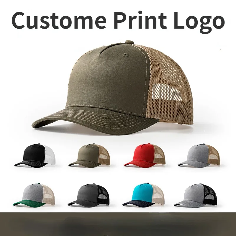 Trucker Cap Mesh - 男性と女性のための通気性メッシュトラックドライバー帽子、プリントロゴ、マイクロカーブ、屋外レジャーサンシェード、スポーツ野球帽、2024