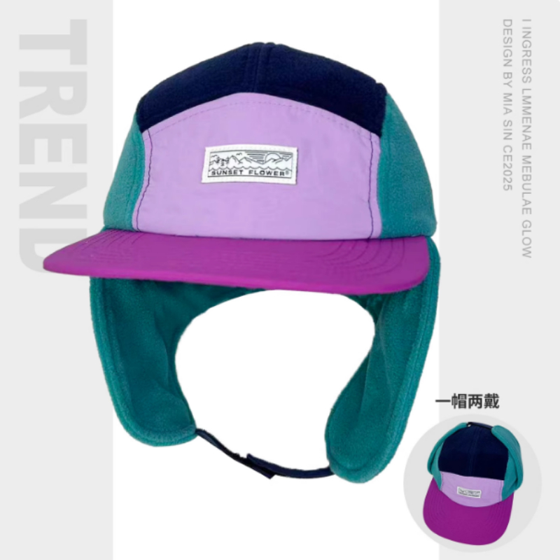 韓国製冬用ポーラーフリースカラーブロック五枚パネルフライング - Corduroy Cap 5 Panel のレビューと価格